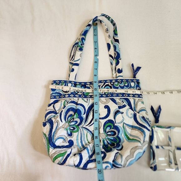 Vera Bradley Mediterranean Paisley shoulder bag coin purse makeup pouch white - Picture 13 of 15